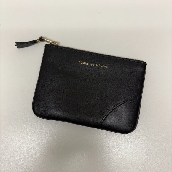 Comme des Garcons Small Classic Leather Zip-Up Pouch - Black - Picture 1 of 6